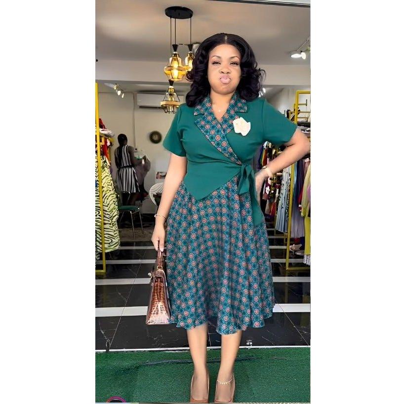 Floral Printed Elegant Midi Dress