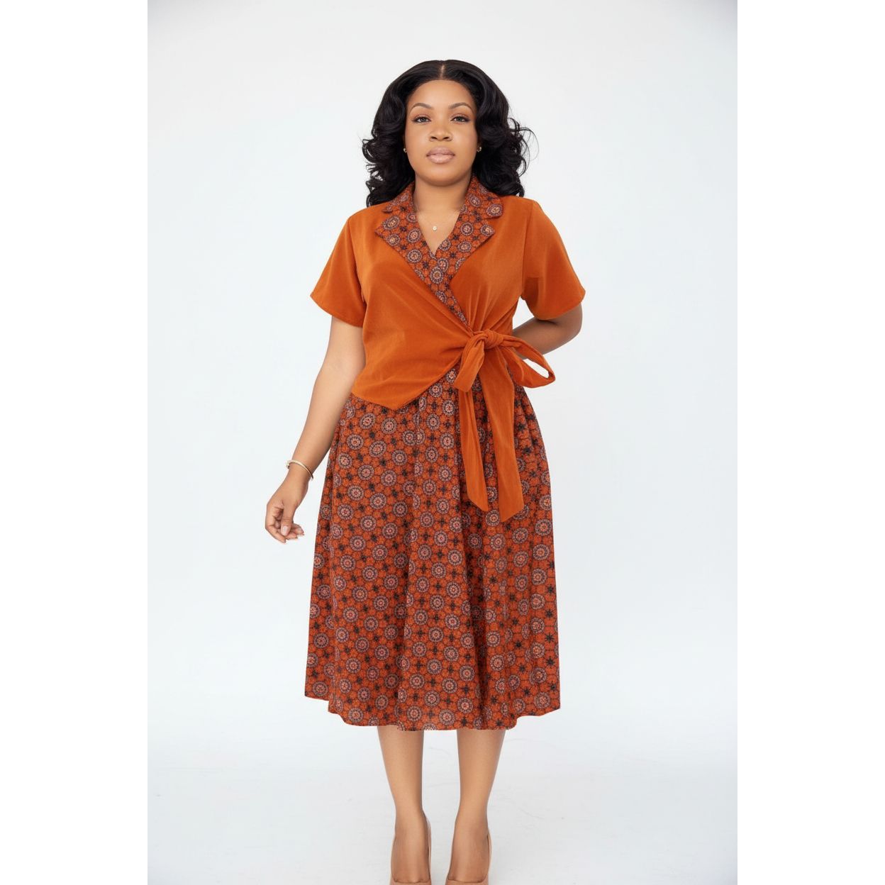 Floral Printed Elegant Midi Dress