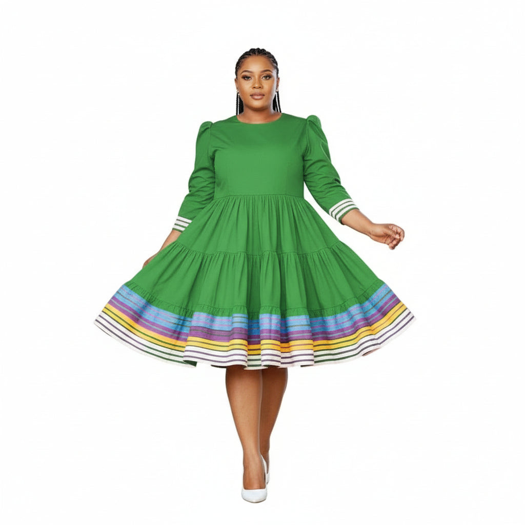 Elegant Pleated Solid Color Midi Dress