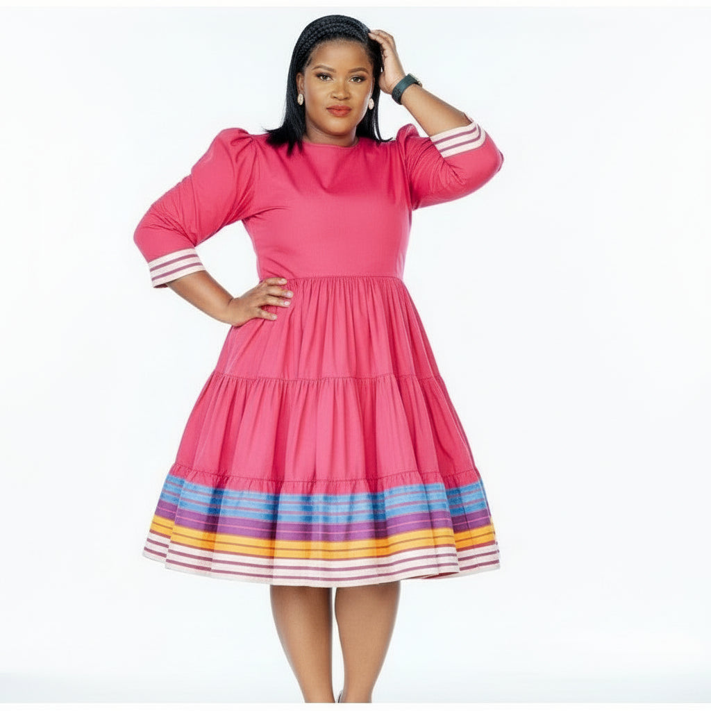 Elegant Pleated Solid Color Midi Dress