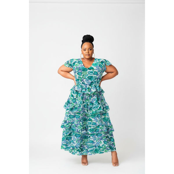 Floral V-Neck Pleated Maxi Dress – YELLOW SUB TRADING