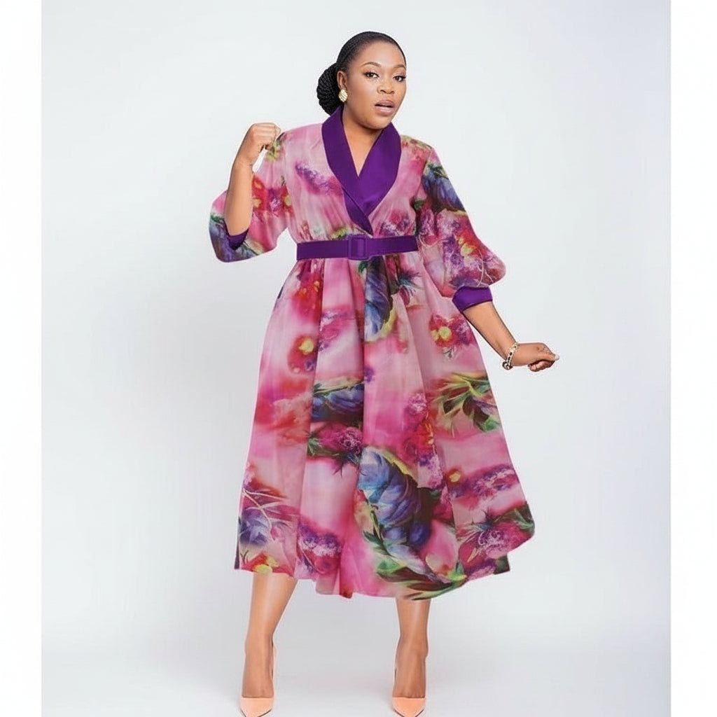Plus Size Dashiki Ankara Floral Dress