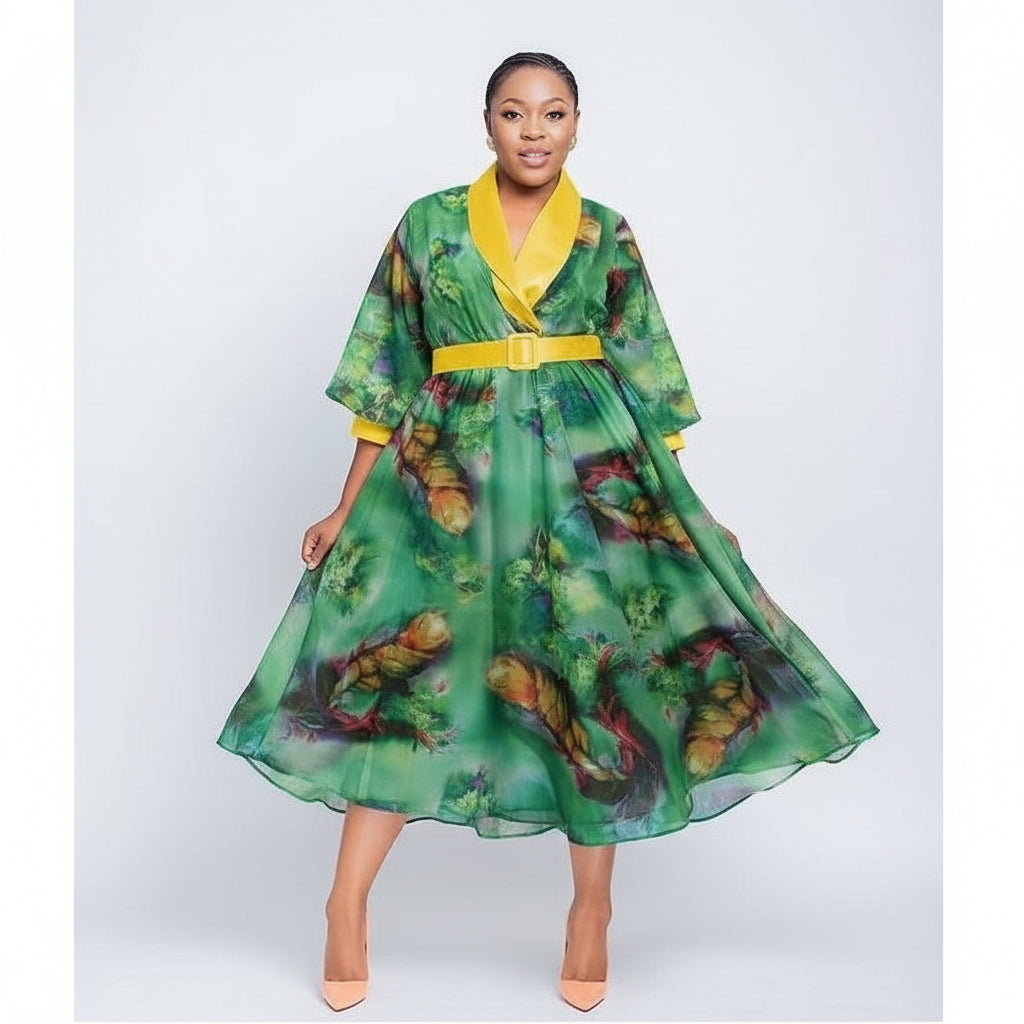 Plus Size Dashiki Ankara Floral Dress