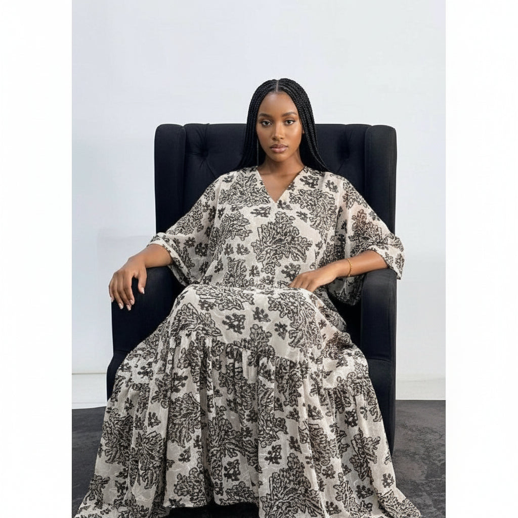 Jungle print Kaftan Maxi Dress