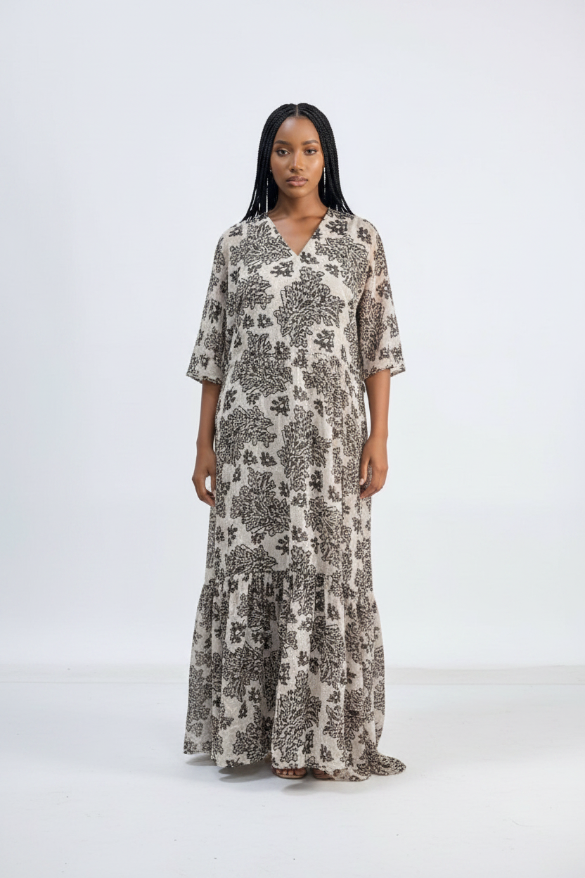 Jungle print Kaftan Maxi Dress