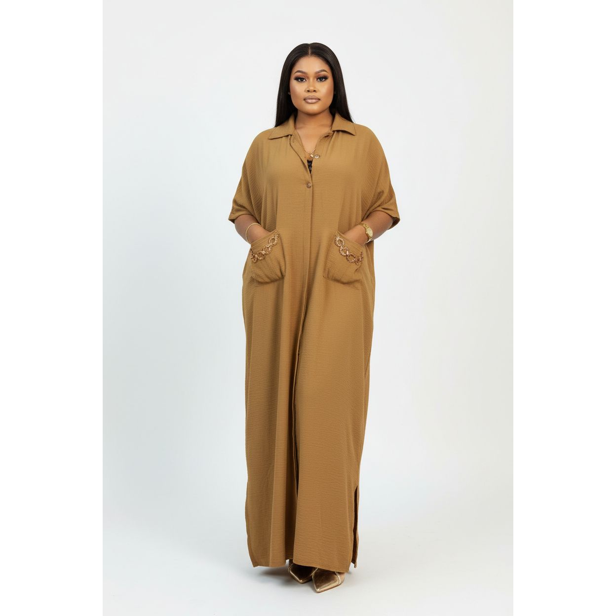Plus Size Women's Solid Color Simple Daily Dress