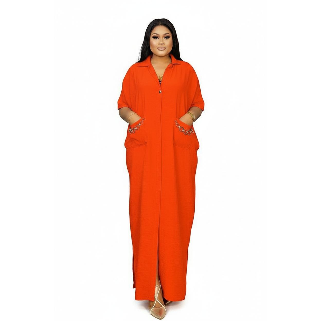 Plus Size Women's Solid Color Simple Daily Dress