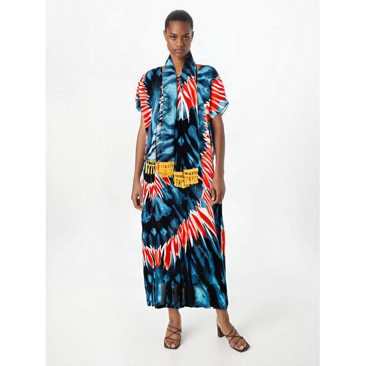 Short Sleeve Abaya Dashiki Floral Caftan Dress