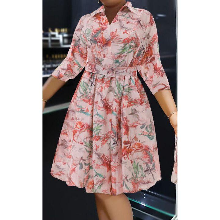 Floral Elegant Printed Half Sleeve Daily Wear Dress