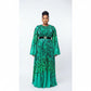 Pleated Long Puffy Sleeve Maxi Dress