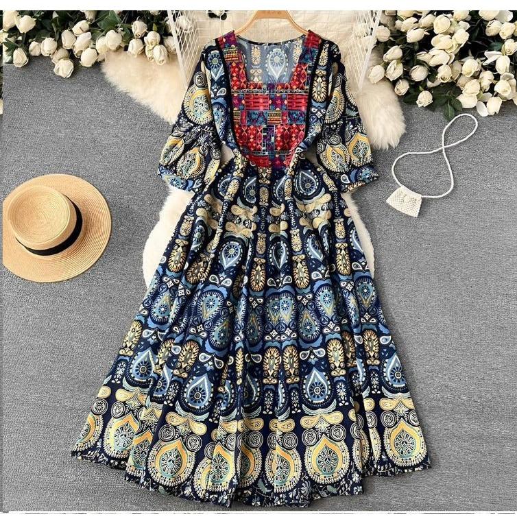 Mosaic Print Relaxed Maxi Dress