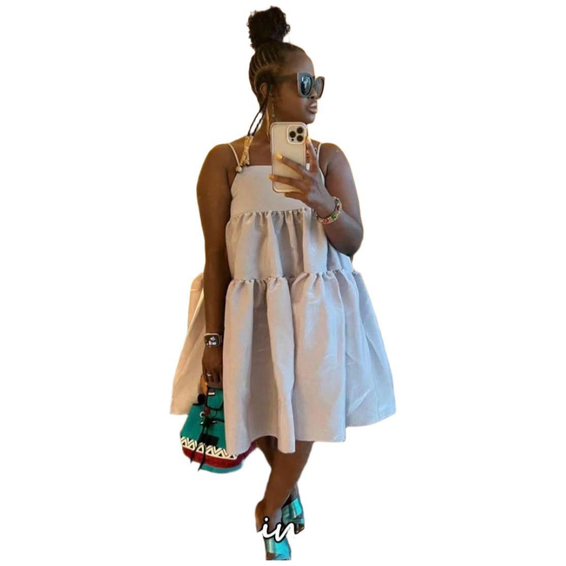 Stylish Bubble Sleeveless Short Dress