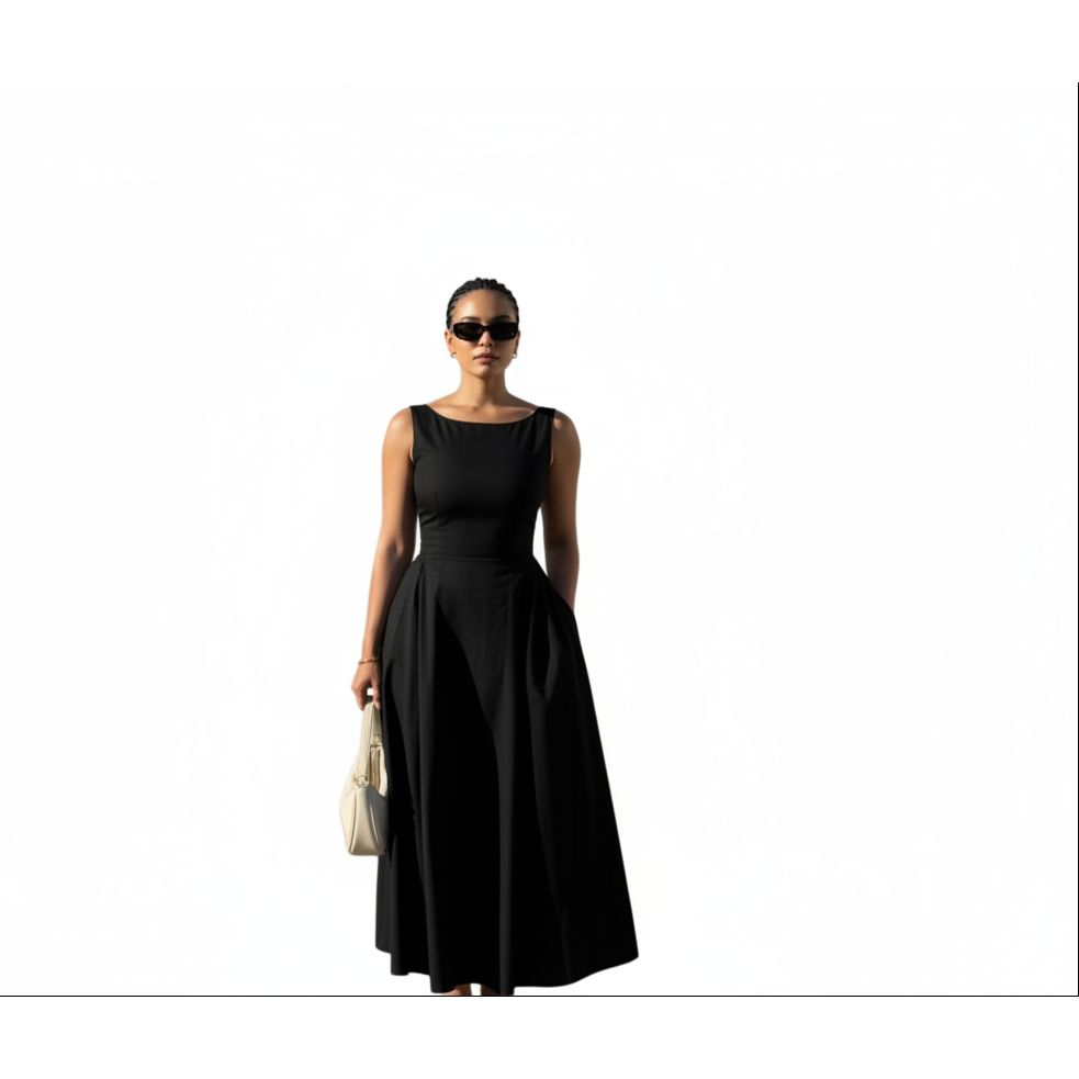 Sleeveless Backless Cocktail Tea Length Dress