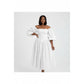 Pleated Elegant  Flared Sleeve Maxi Dress