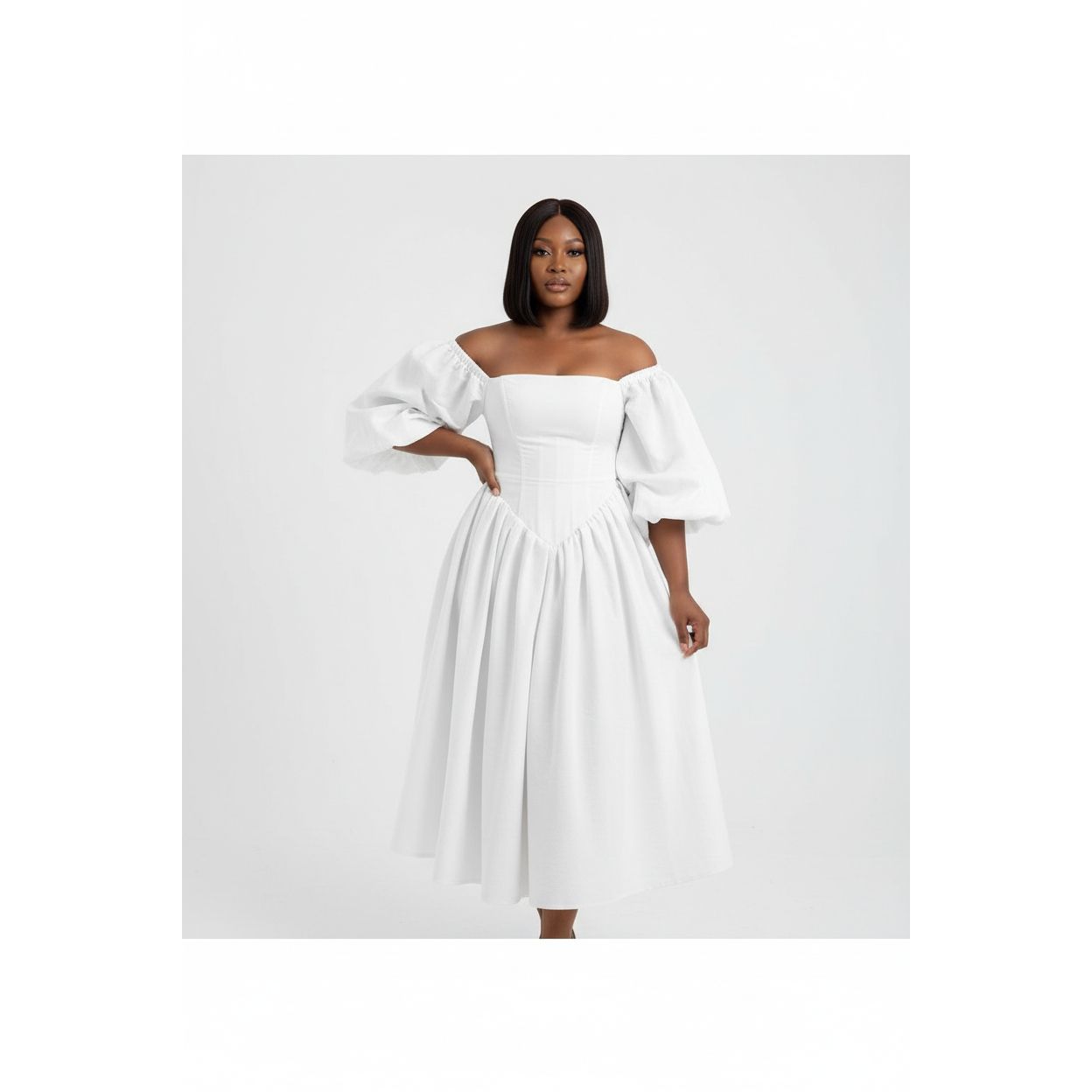 Pleated Elegant  Flared Sleeve Maxi Dress