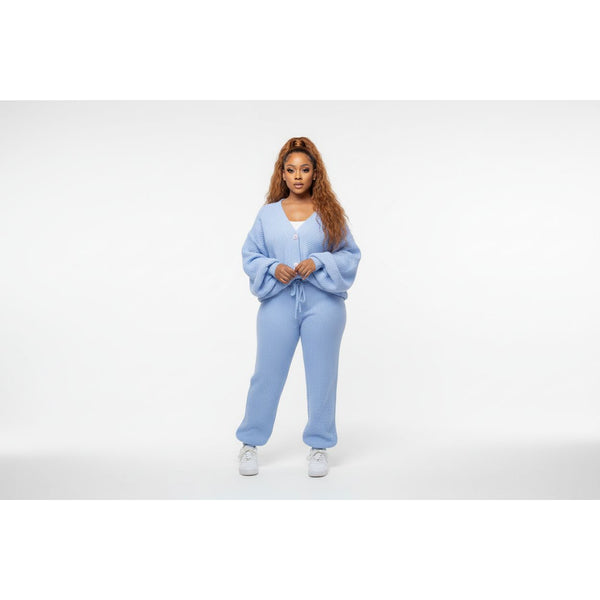 トップス hholic lib stretch cardigan 2pieces set Knitted Loose Cardigan Elastic Waist Pant Two Piece Set – YELLOW