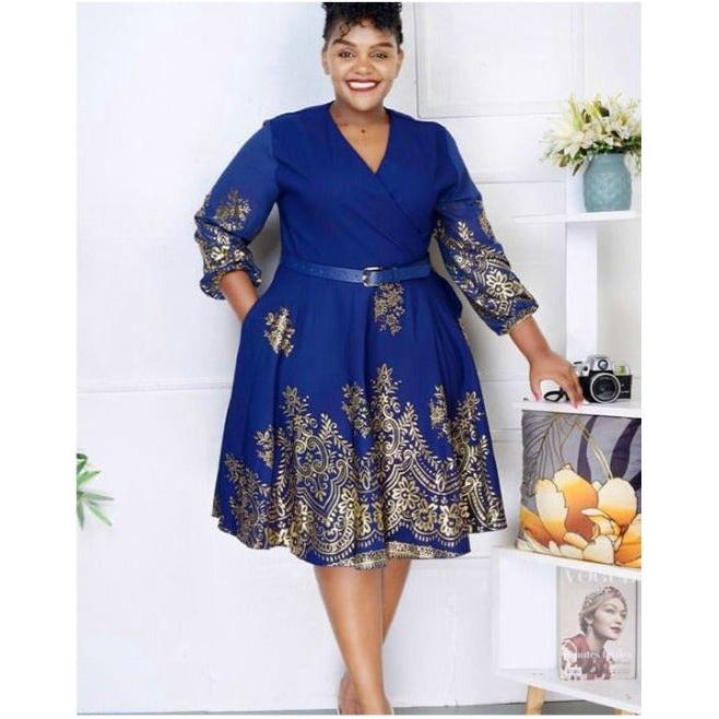 Elegant Floral Print V Neck A-Line Dress