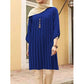 Elegant Long Sleeve Pleated Short Dress