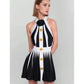 Black & White Halter Mini Dress