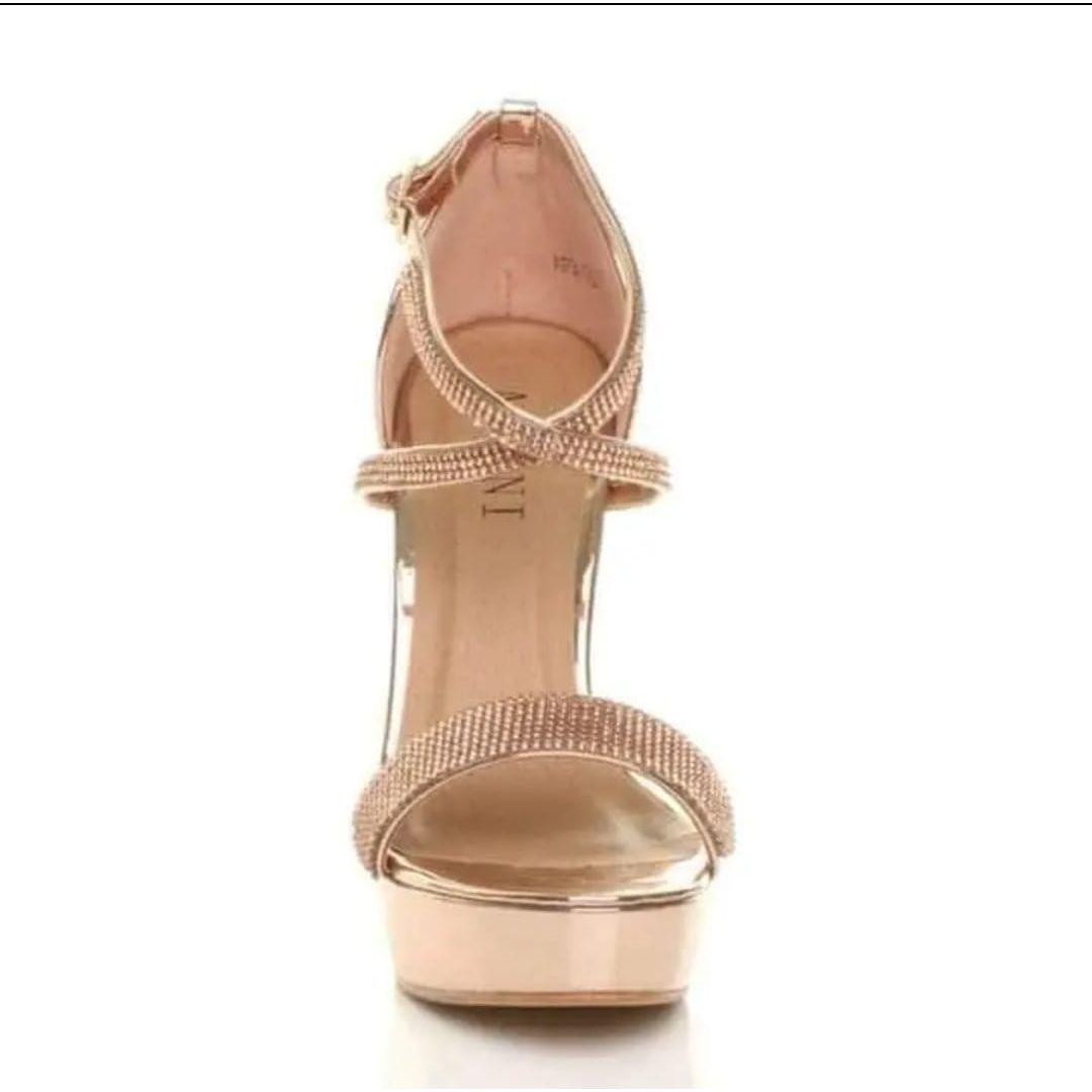 Shiny Stiletto With Thick Diamante Vamp Shoe