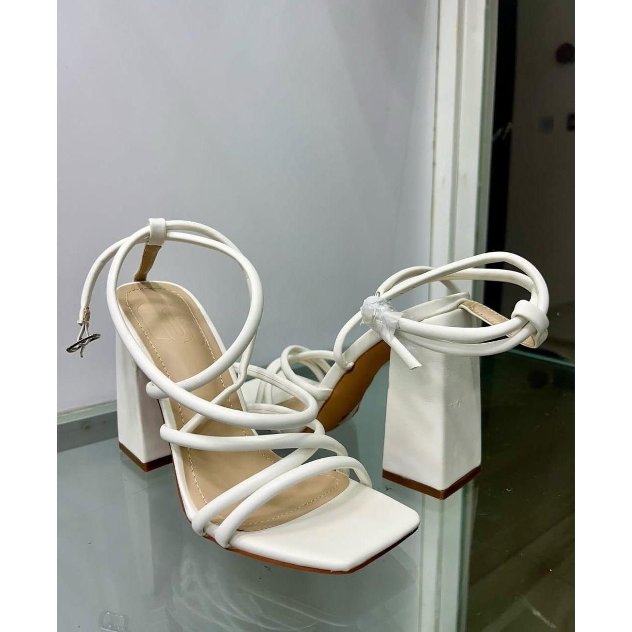 Criss Cross Heeled Ankle Strap Sandals