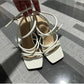 Criss Cross Heeled Ankle Strap Sandals