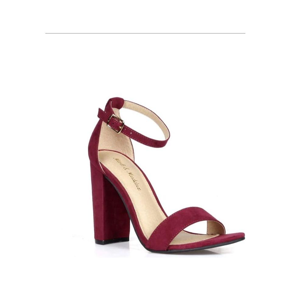 Chunky Heel Sandals with Faux Suede Upper