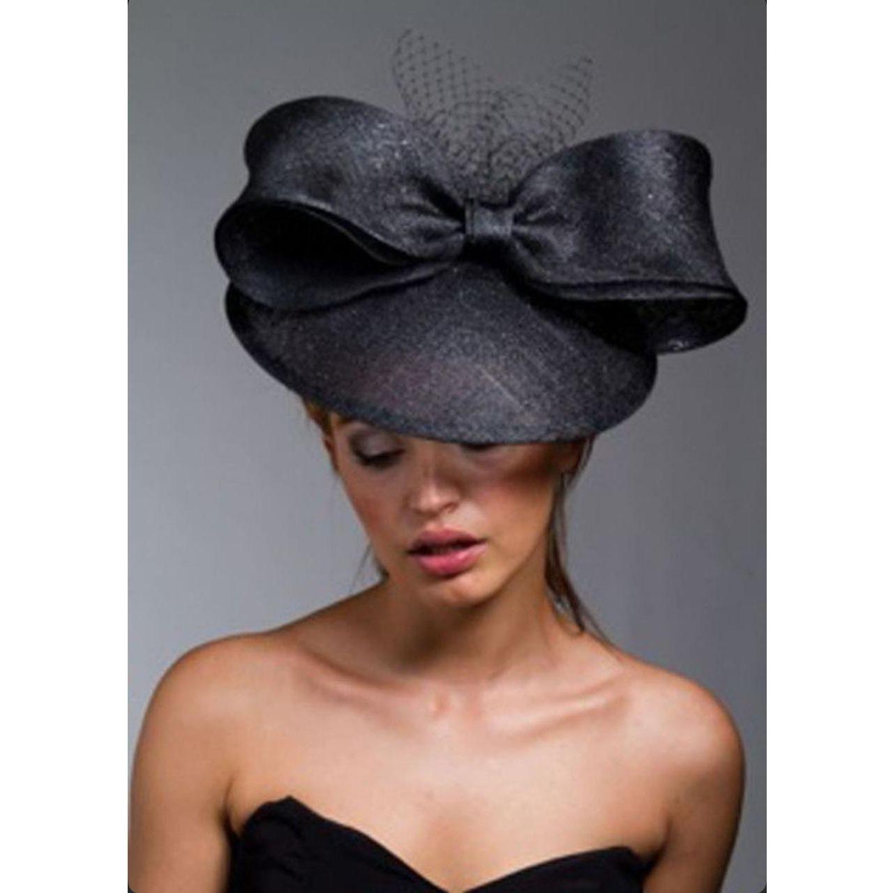 Elegant Beauty Black Bow Perched hat