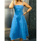Light Blue Coated Denim Balloon Midi Dress
