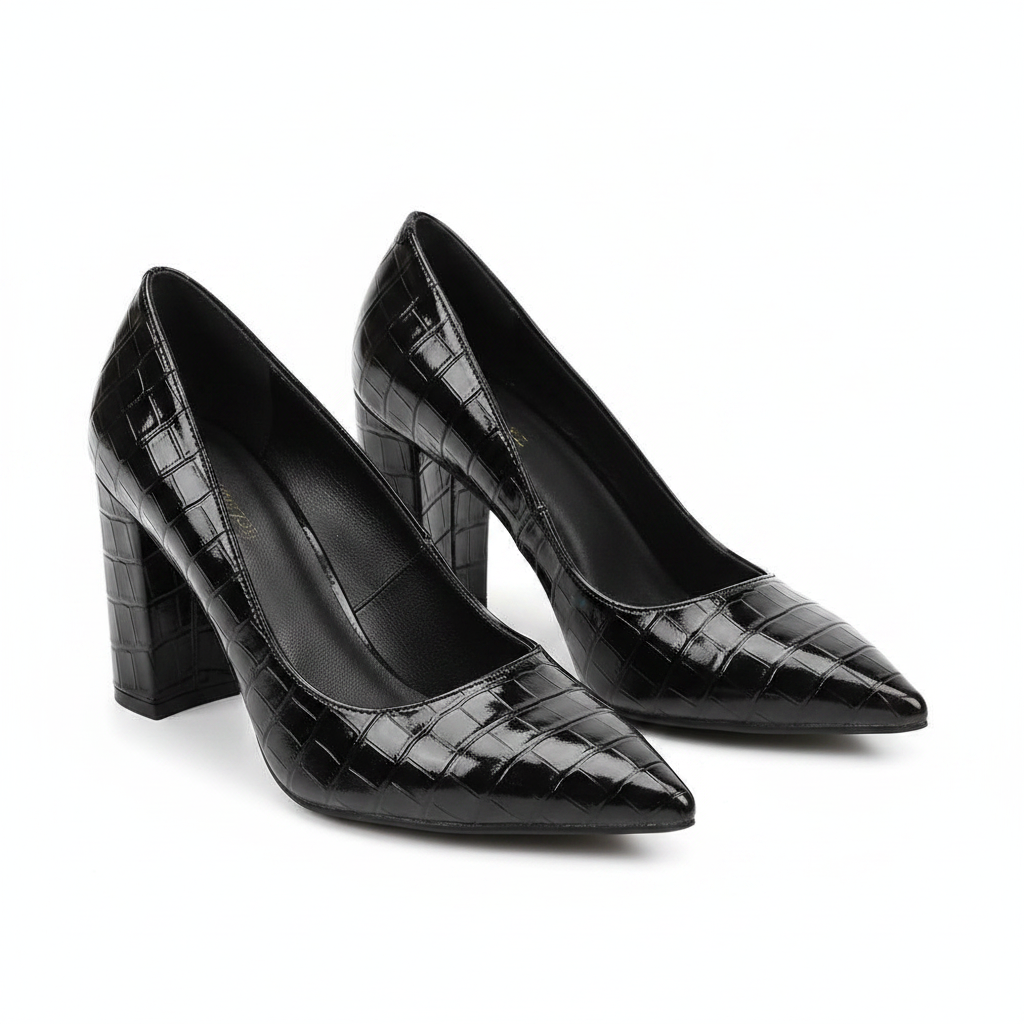 Elegant Stone Pattern Pumps Pointed Toe Shoe
