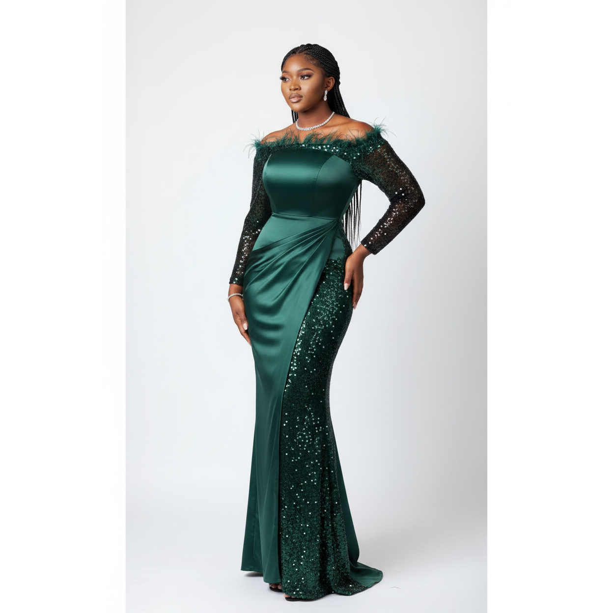 Off-Shoulder Sequined Mermaid Prom Dress