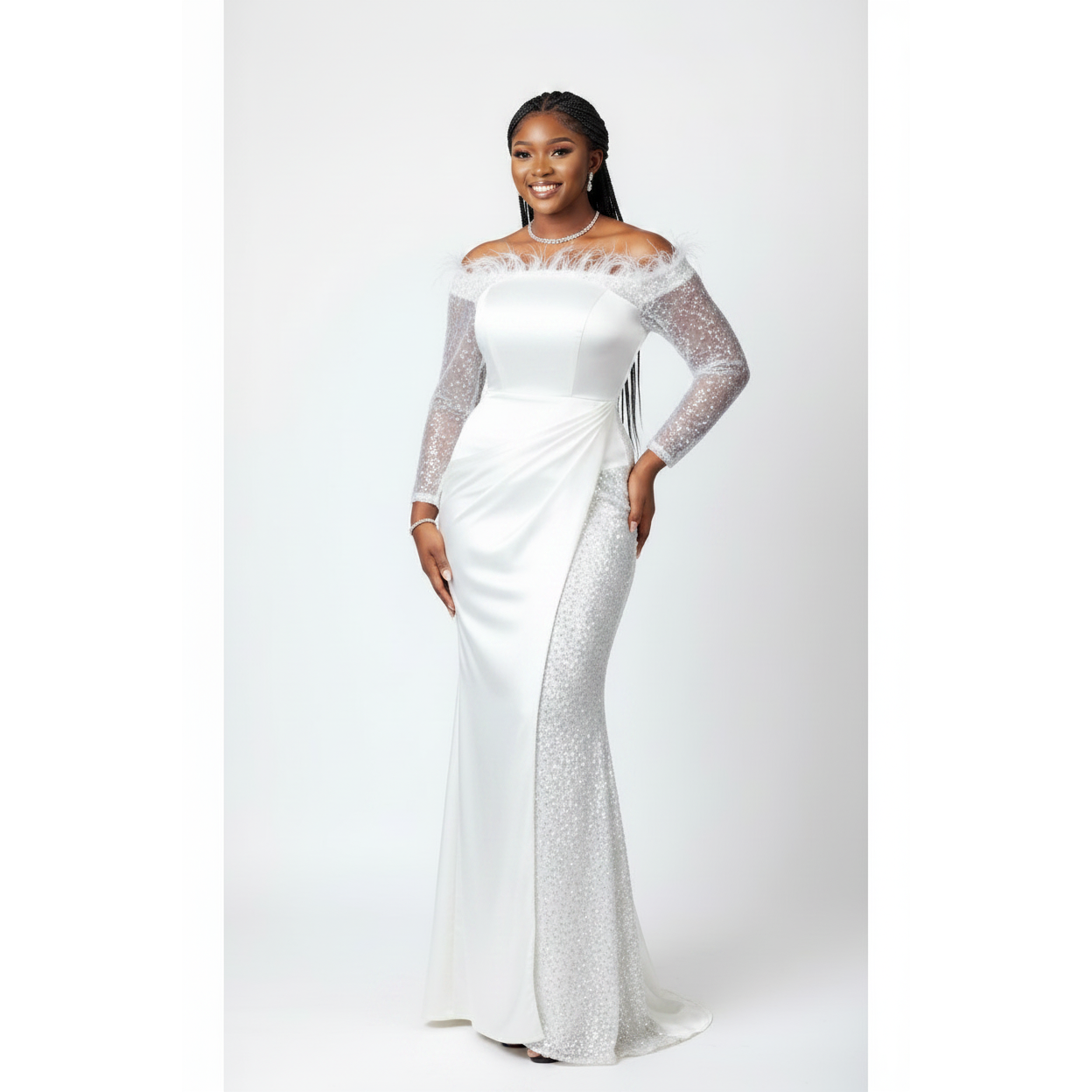 Off-Shoulder Sequined Mermaid Prom Dress