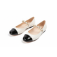 Tow-Tone Round Toe kitten Heel Ballerina Shoes