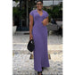 Short Sleeve Bodycon Ribbed Knit Maxi Dress
