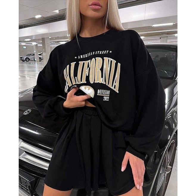 Mini Skirt & Oversized Sweatshirt 2 Piece Set.