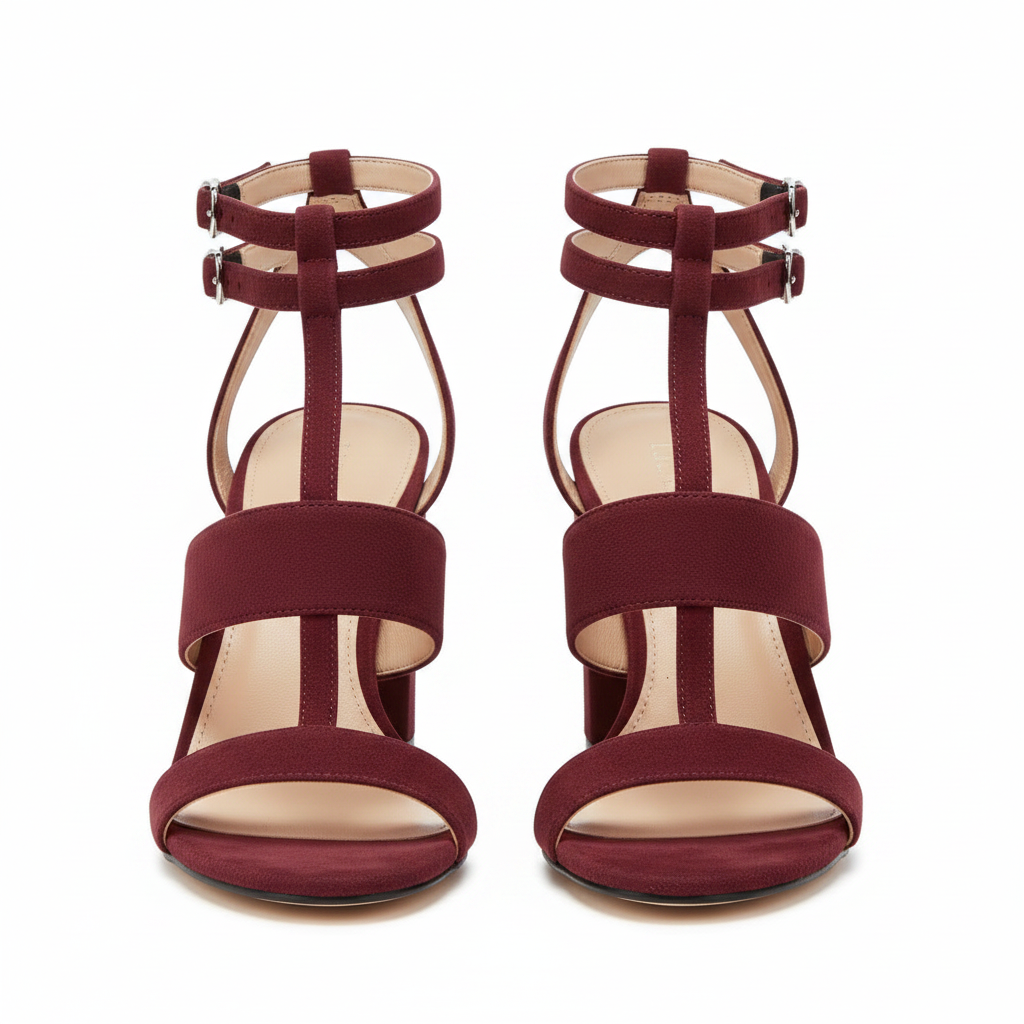 Buckle Block Open Toe High Heels Pumps