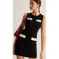 Sleeveless Contrast Pocket Detail Mini Bodycon Dress
