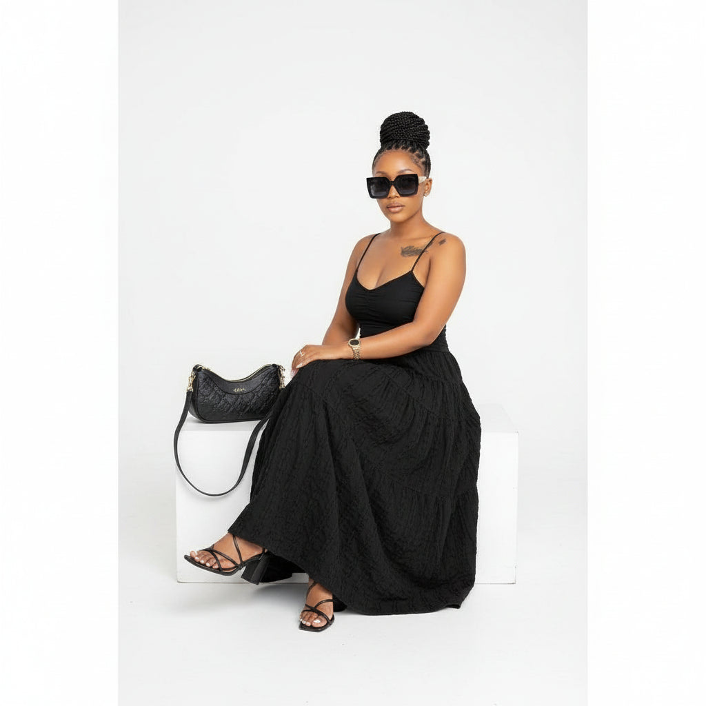 Sleeveless Square Neck Formal Sexy Maxi Dress