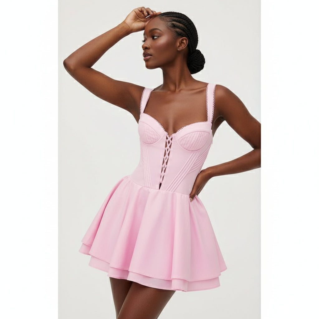 Sleeveless Sweetheart A-line Mini Dress.