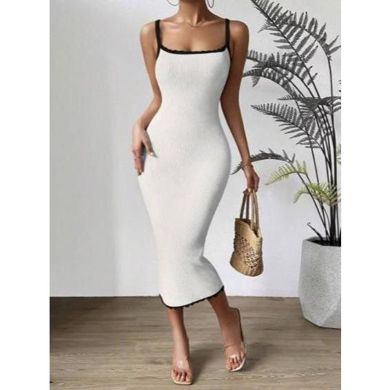 Sleeveless Square Neck Bodycon Maxi Dress