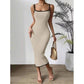 Sleeveless Square Neck Bodycon Maxi Dress