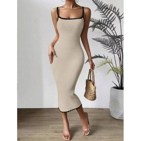 Sleeveless Square Neck Bodycon Maxi Dress