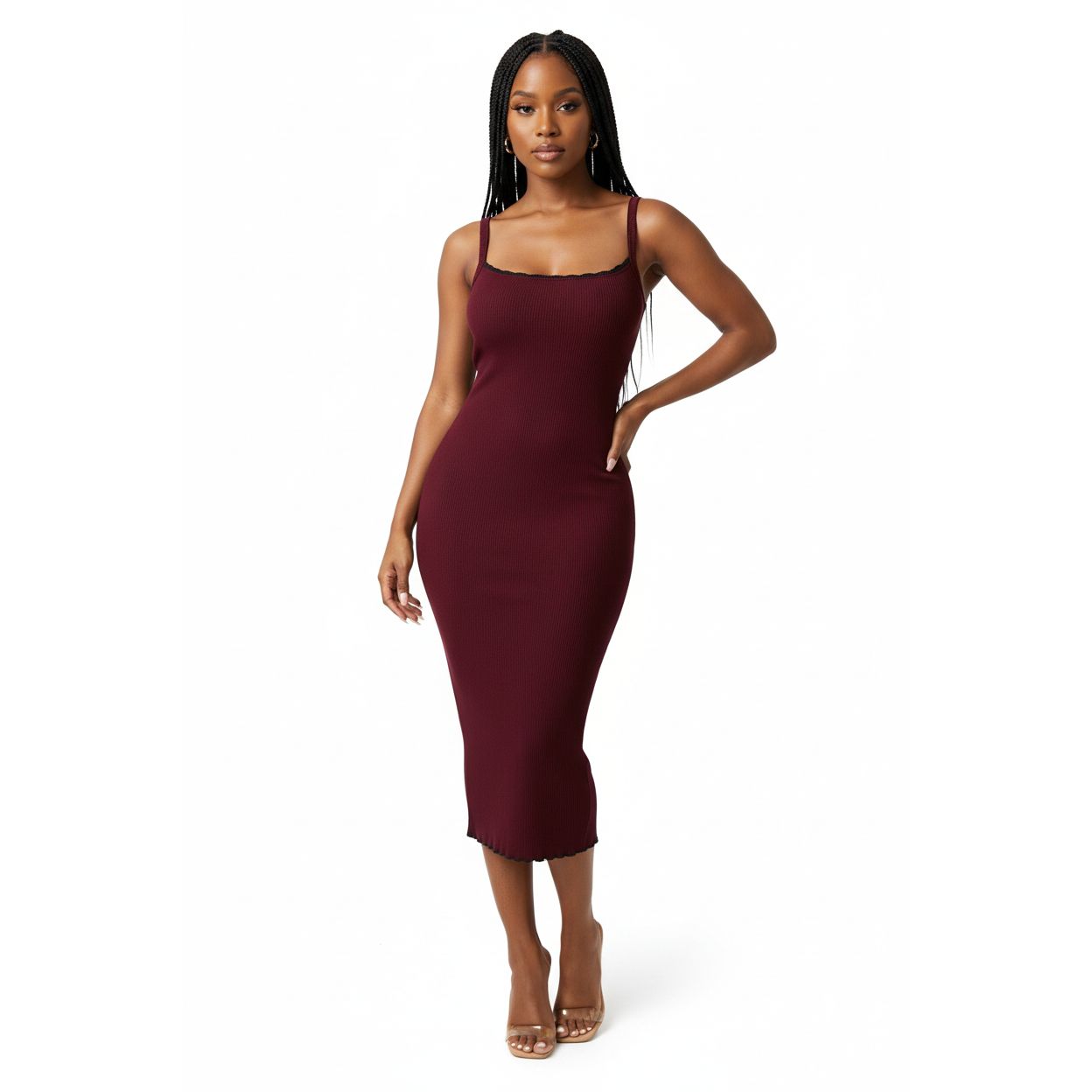 Sleeveless Square Neck Bodycon Maxi Dress
