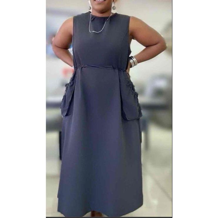 Pockets Belted Slit Wedding Guest Outfit Dress