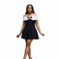 Straight Shoulder Bow Mini Dress