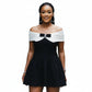 Straight Shoulder Bow Mini Dress