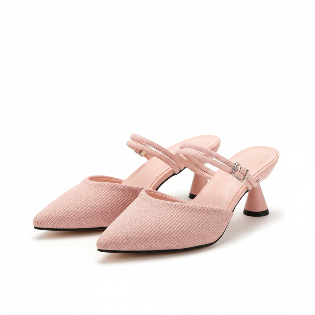 Ladies Reptile Pointed Toe Mule Heel Shoes