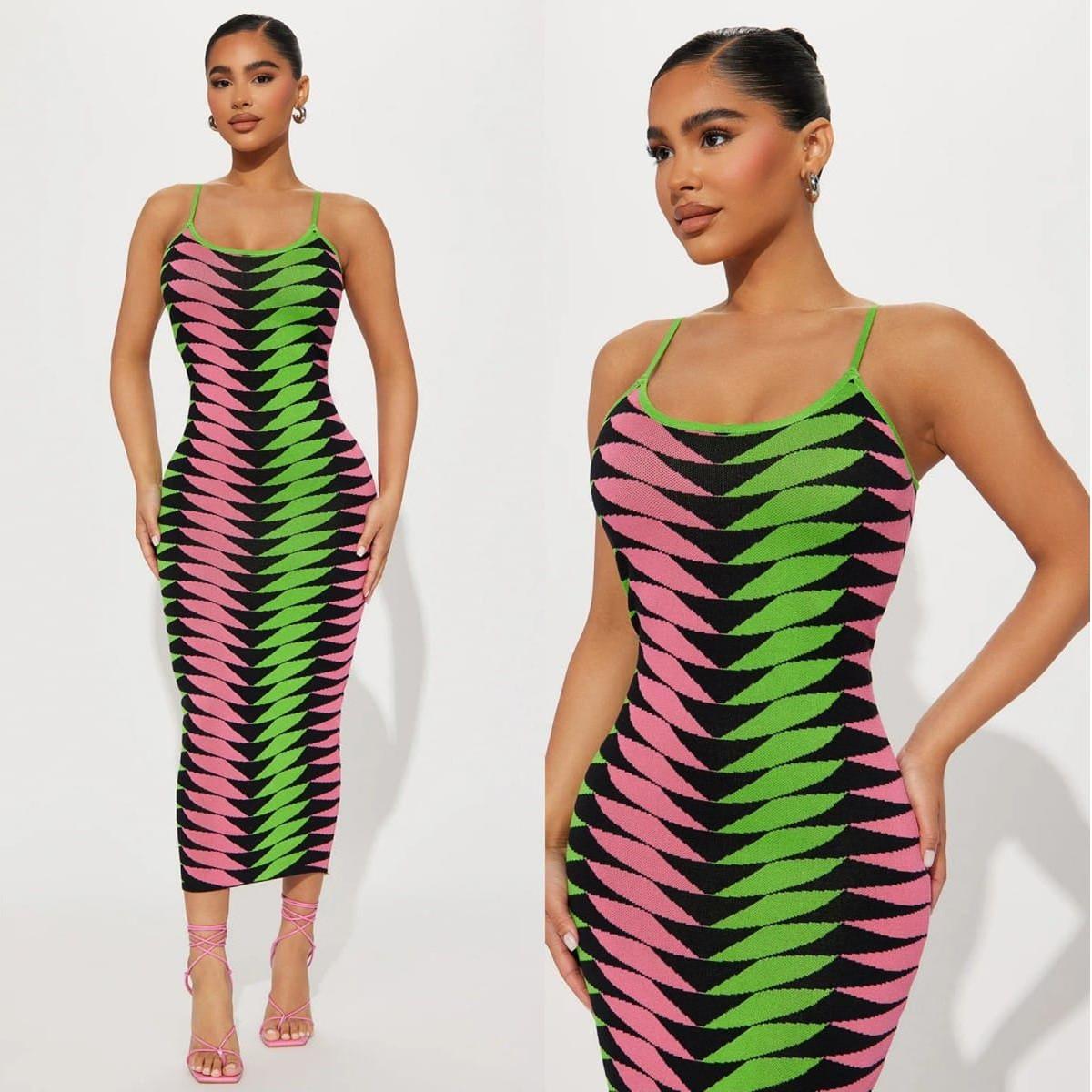 Sleeveless Summer Sexy Geo Print Bodycon Dress