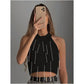 Halter Vest Pearl Tassels Knitted Crop Tops