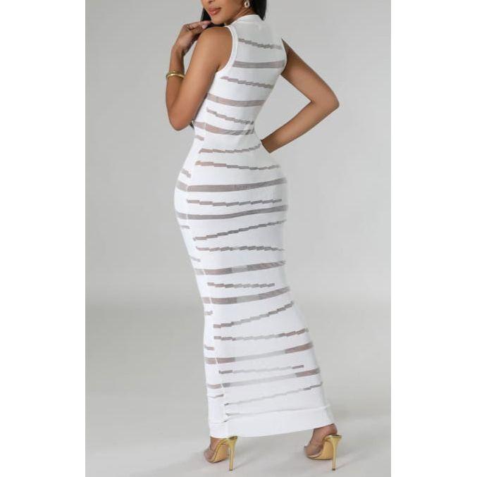 Sleeveless Allover Print Bodycon Maxi Dress